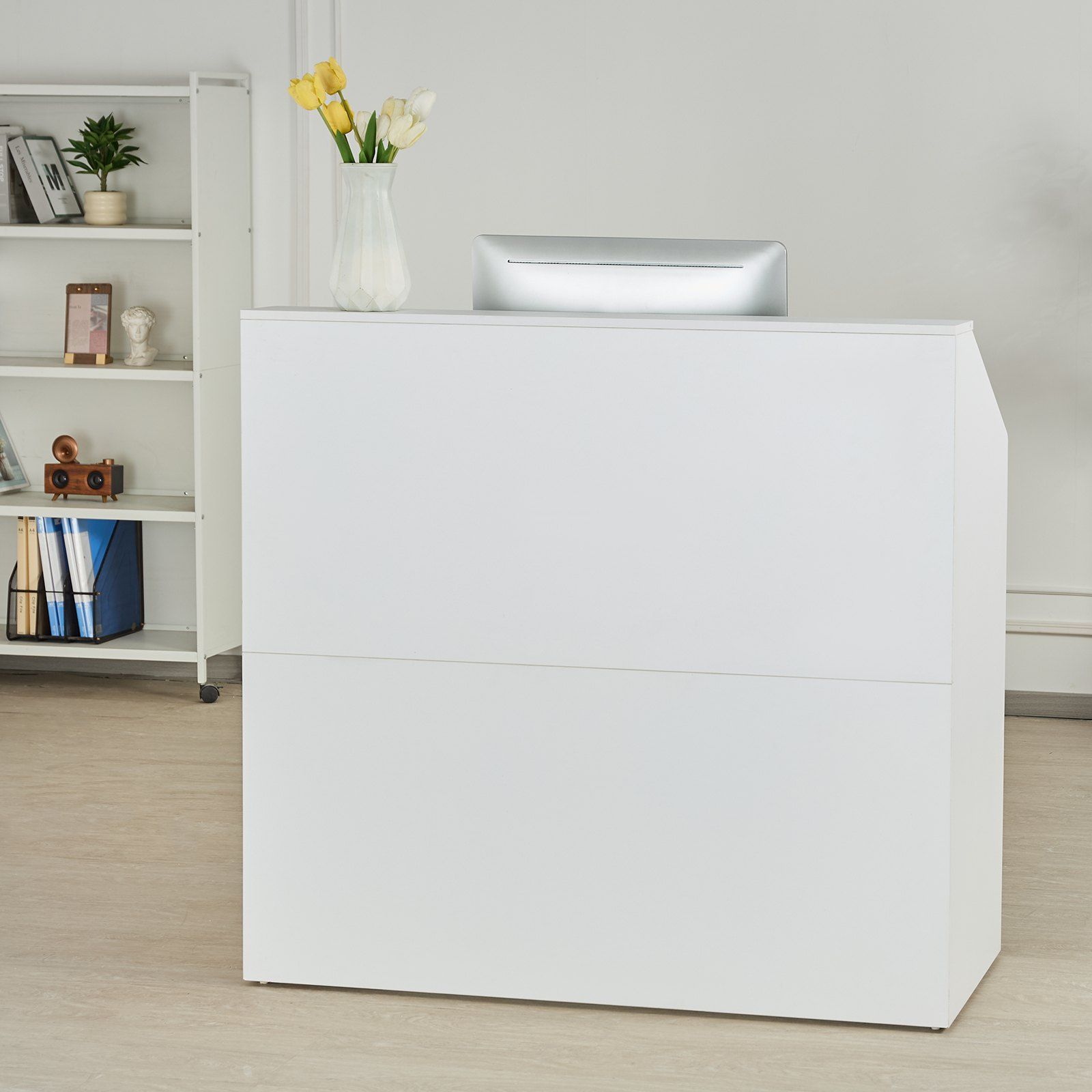 Reception Desk, 1180 x 500 x 1115 mm Rectangular Front Counter Table, Office Reception Desk, Retail Counter V952-YBQTJXWCTBDCYNOVBV0