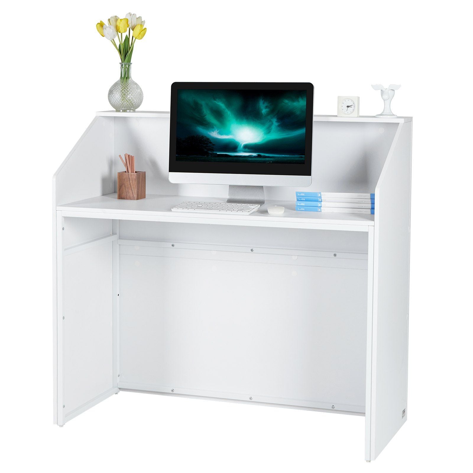 Reception Desk, 1180 x 500 x 1115 mm Rectangular Front Counter Table, Office Reception Desk, Retail Counter V952-YBQTJXWCTBDCYNOVBV0