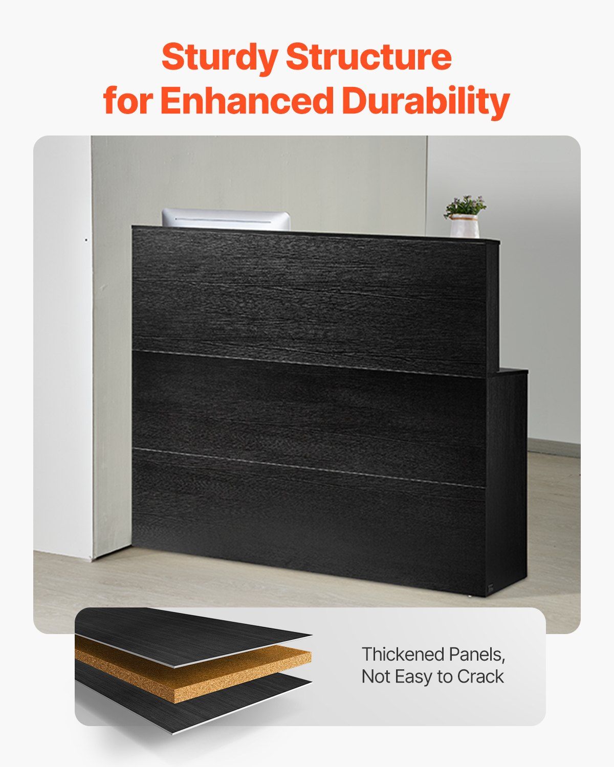 Reception Desk, 1400 x 800 x 1200 mm L-Shaped Front Counter Table, Office Reception Counter with Drawer V952-YBQTLX1CDCCJ185MFV0