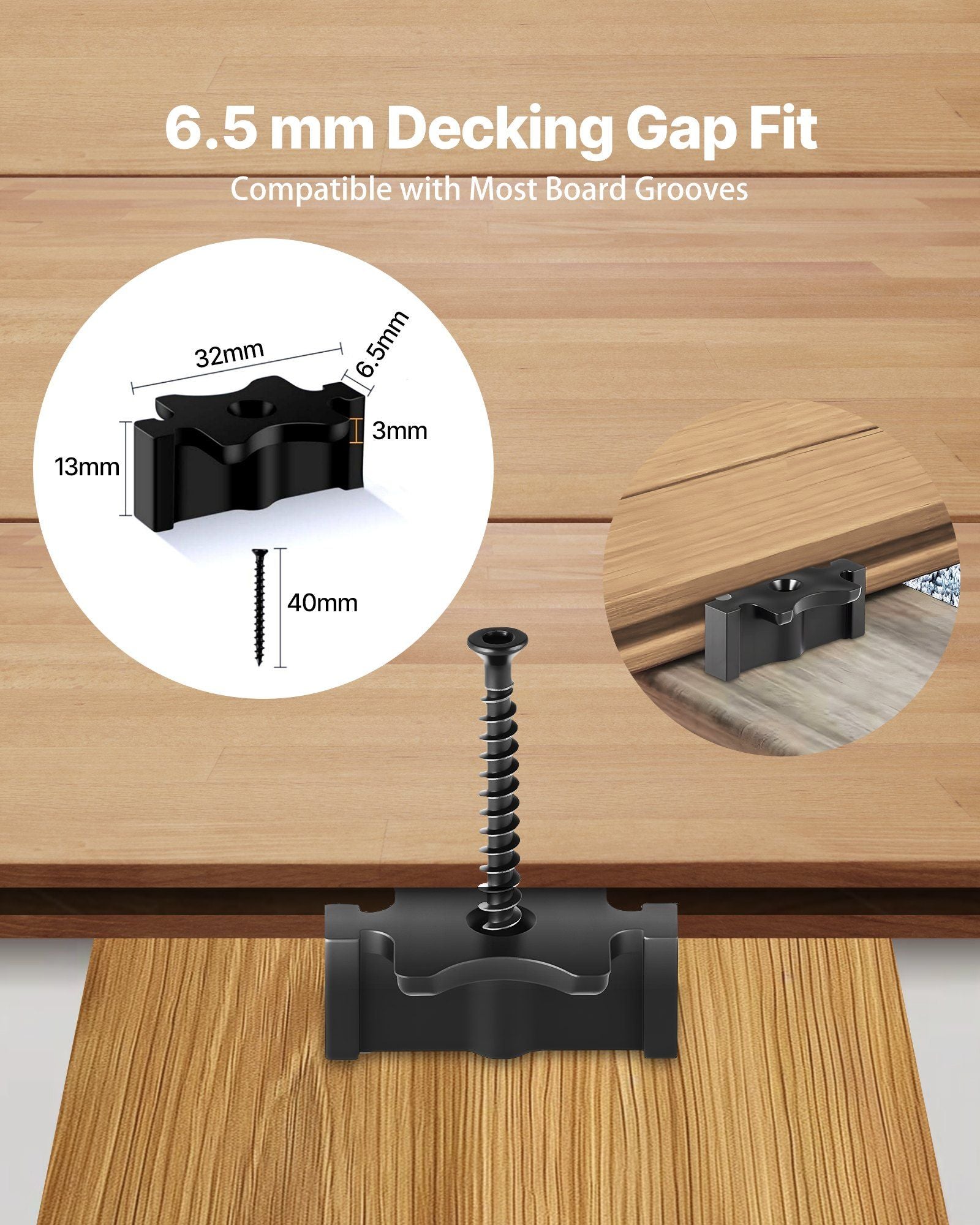 90PCS Hidden Deck Fasteners for Composite Decking Board, Universal Composite T Clips & Plastic Hidden V952-YBSJGJ90PCSS40MMU001V0