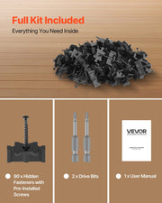 90PCS Hidden Deck Fasteners for Composite Decking Board, Universal Composite T Clips & Plastic Hidden V952-YBSJGJ90PCSS40MMU001V0