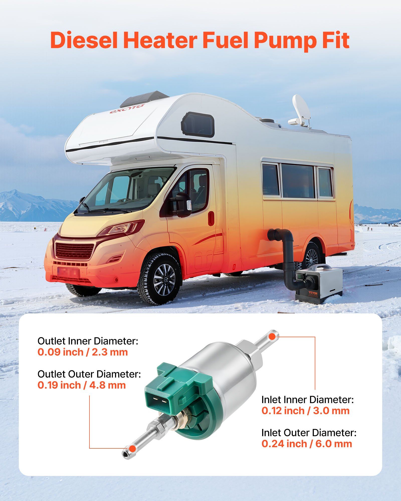 Diesel Heater Fuel Pump, 12V DC Car Air Heater Diesel Fuel Dosing Pump, 22ML Aluminum Air Diesels Parking V952-YBYGPJYBDYB18YD6D001V0