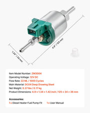 Diesel Heater Fuel Pump, 12V DC Car Air Heater Diesel Fuel Dosing Pump, 22ML Aluminum Air Diesels Parking V952-YBYGPJYBDYB18YD6D001V0