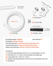 Fuel Pipe Hose Line Kit, 5000mm Diesel Heater Fuel Line Kit, Replaceable Parking Heater Fuels Lines Kits with V952-YBYGPJYBYGTJHPB6D001V0