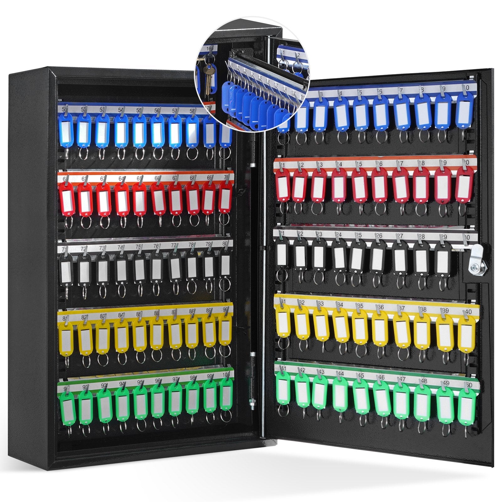 200-Key Cabinet, Key Lock Box with Adjustable Racks, Security Key Storage Box Steel, Key Organizer with 200 V952-YCAQJHS200PCPVII5V0