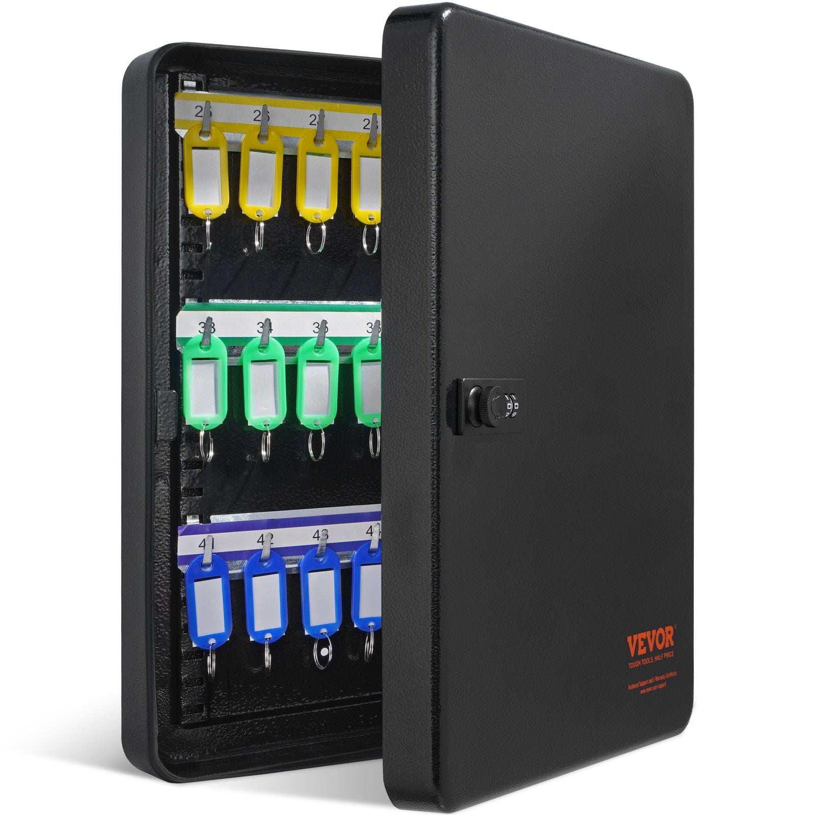 48-Key Cabinet, Key Safe with Combination & Key Lock, Digital Security Storage Box Steel Key Organizer with V952-YCAQJHS48PCSWJCW9V0