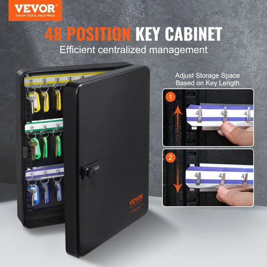 48-Key Cabinet, Key Safe with Combination & Key Lock, Digital Security Storage Box Steel Key Organizer with V952-YCAQJHS48PCSWJCW9V0