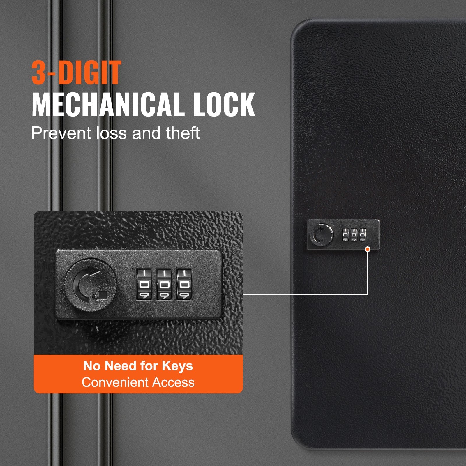 48-Key Cabinet, Key Safe with Combination & Key Lock, Digital Security Storage Box Steel Key Organizer with V952-YCAQJHS48PCSWJCW9V0