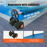 Pool Cover Reel, Aluminum Solar Cover Reel 18 ft, Inground Swimming Pool Cover Reel Set with Rubber Wheels V952-YCGJPDXYC18FG1KZ9V0