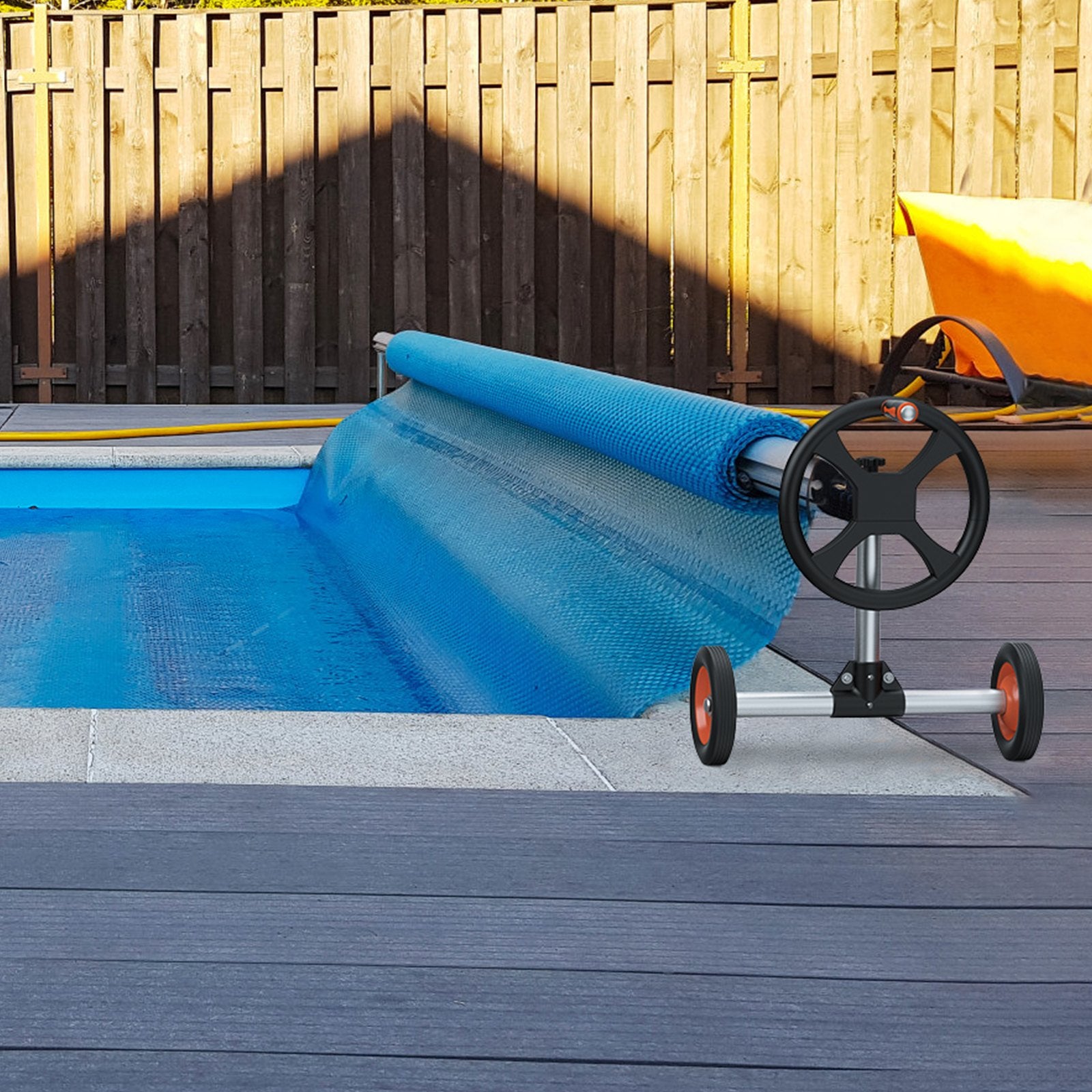 Pool Cover Reel, Aluminum Solar Cover Reel 22 ft, Inground Swimming Pool Cover Reel Set with Rubber Wheels V952-YCGJPDXYC22F0GGZ0V0