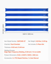 Pool Cover Water Bags, 5 Packs 2560 mm, Double Chamber Pool Cover Water Tubes, 0.4mm Thick PVC Bags Weights V952-YCGSGSQ10FT5QJOP0001V0