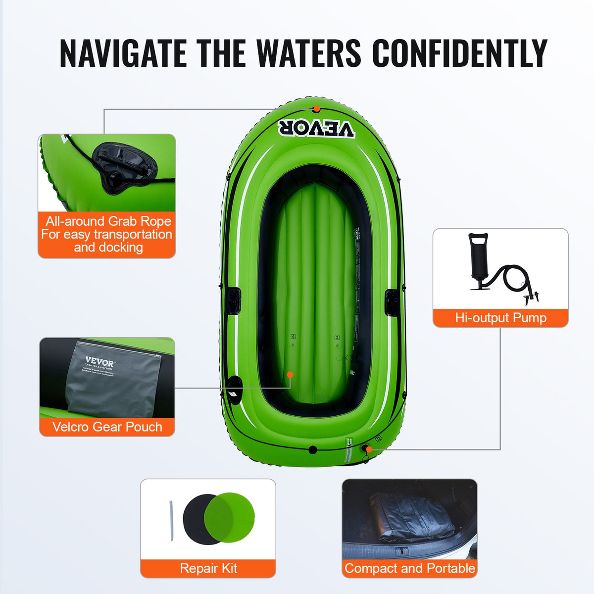 Inflatable Boat, 2-Person Inflatable Fishing Boat, Strong PVC Portable Boat Raft Kayak, Includes 1158 mm V952-YCK2RK0000004FUE8V0