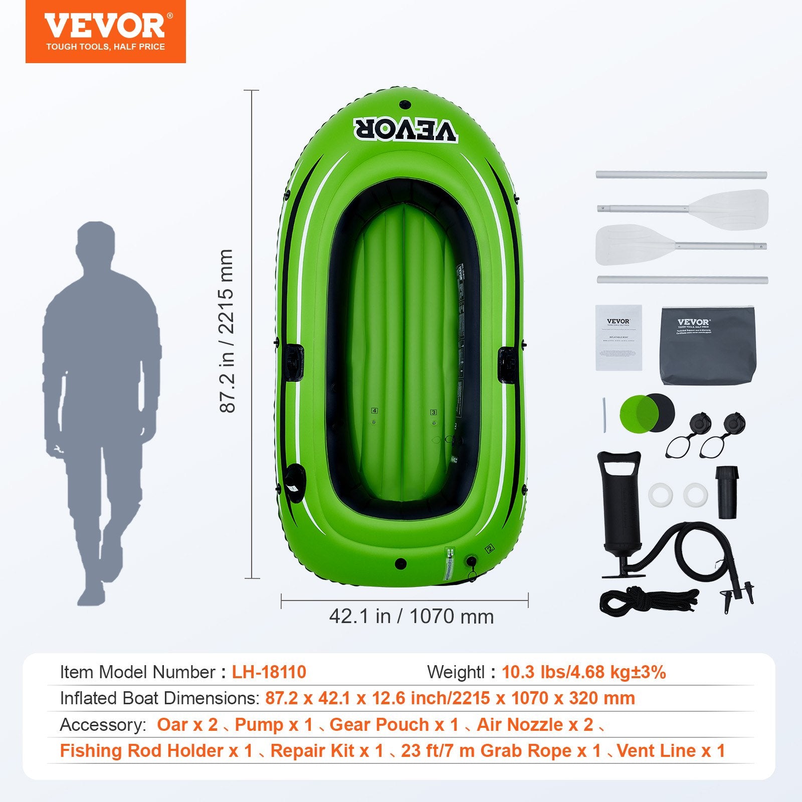 Inflatable Boat, 2-Person Inflatable Fishing Boat, Strong PVC Portable Boat Raft Kayak, Includes 1158 mm V952-YCK2RK0000004FUE8V0