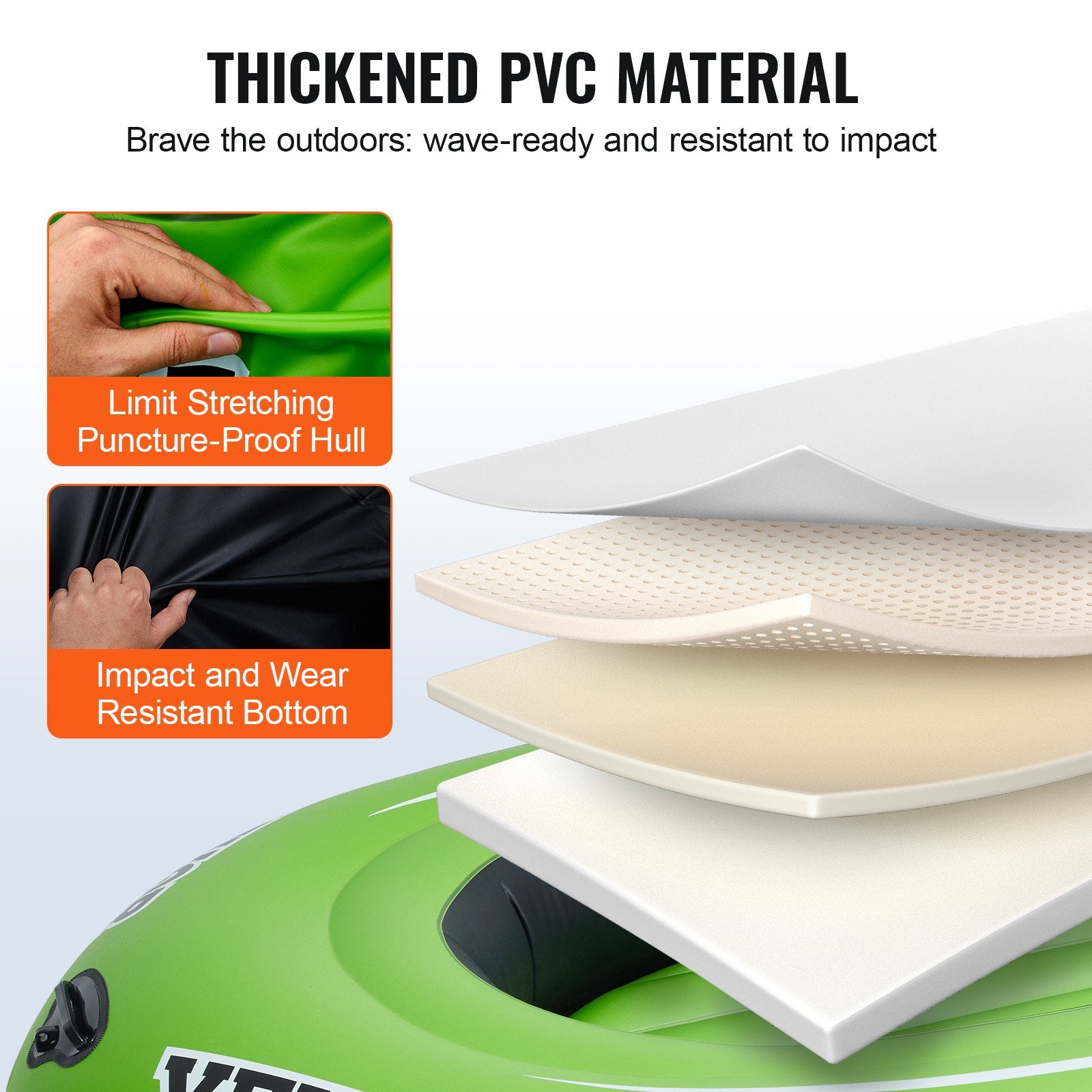 Inflatable Boat, 4-Person Inflatable Fishing Boat, Strong PVC Portable Boat Raft Kayak, 1158mm Aluminum Oars, V952-YCK4RK00000087X5RV0