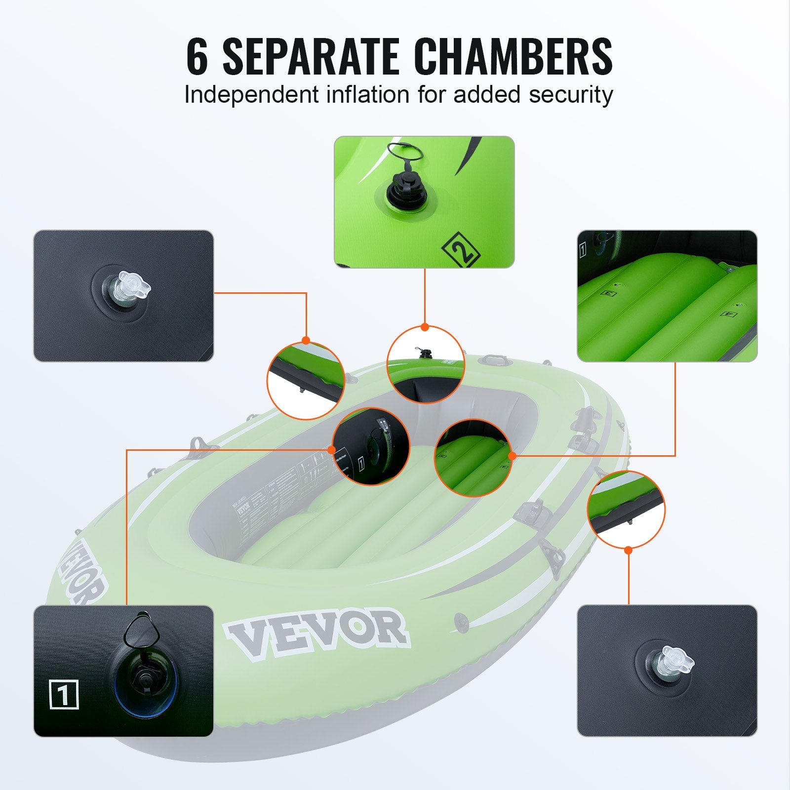 Inflatable Boat, 4-Person Inflatable Fishing Boat, Strong PVC Portable Boat Raft Kayak, 1158mm Aluminum Oars, V952-YCK4RK00000087X5RV0