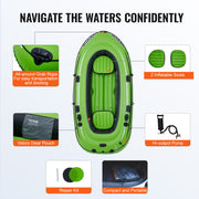 Inflatable Boat, 4-Person Inflatable Fishing Boat, Strong PVC Portable Boat Raft Kayak, 1158mm Aluminum Oars, V952-YCK4RK00000087X5RV0