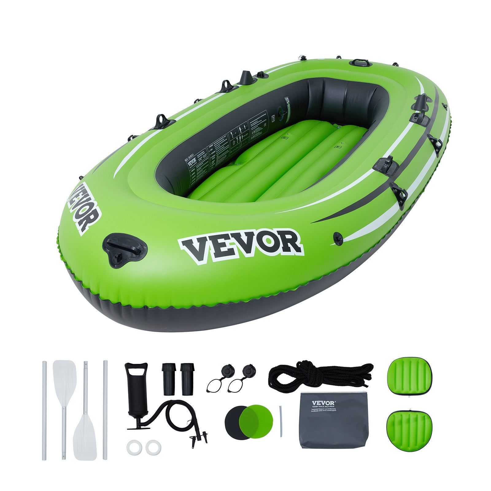 Inflatable Boat, 4-Person Inflatable Fishing Boat, Strong PVC Portable Boat Raft Kayak, 1158mm Aluminum Oars, V952-YCK4RK00000087X5RV0
