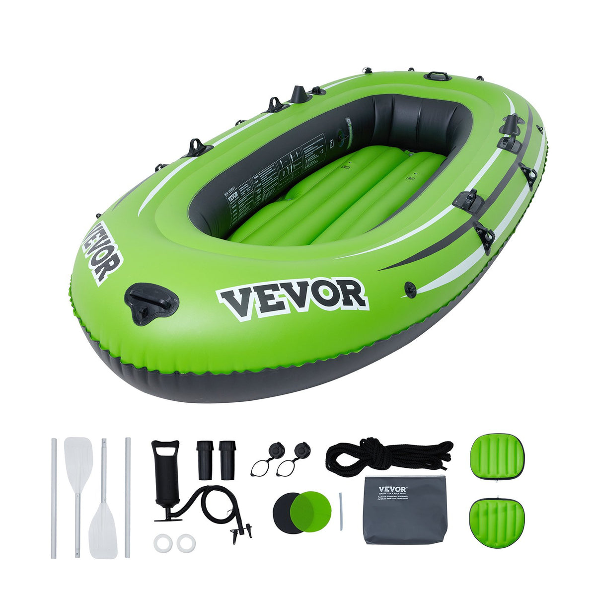 Inflatable Boat, 4-Person Inflatable Fishing Boat, Strong PVC Portable Boat Raft Kayak, 1158mm Aluminum Oars, V952-YCK4RK00000087X5RV0