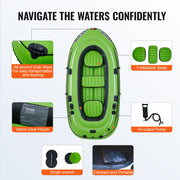 Inflatable Boat, 5-Person Inflatable Fishing Boat, PVC Portable Boat Raft Kayak, 1158 mm Aluminum Oars, V952-YCK5RK0000001E0ROV0