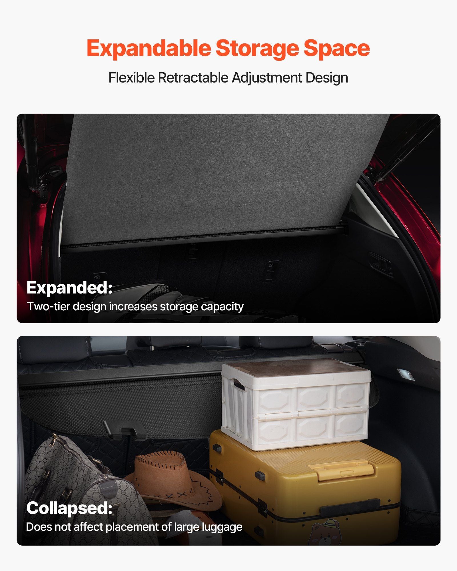 Retractable Cargo Cover, Upgraded Carbon Fiber Texture Trunk Cover, Anti-Peeping Luggage Privacy Shield, Easy V952-YCKSSSHCGYCK0ZFO1001V0