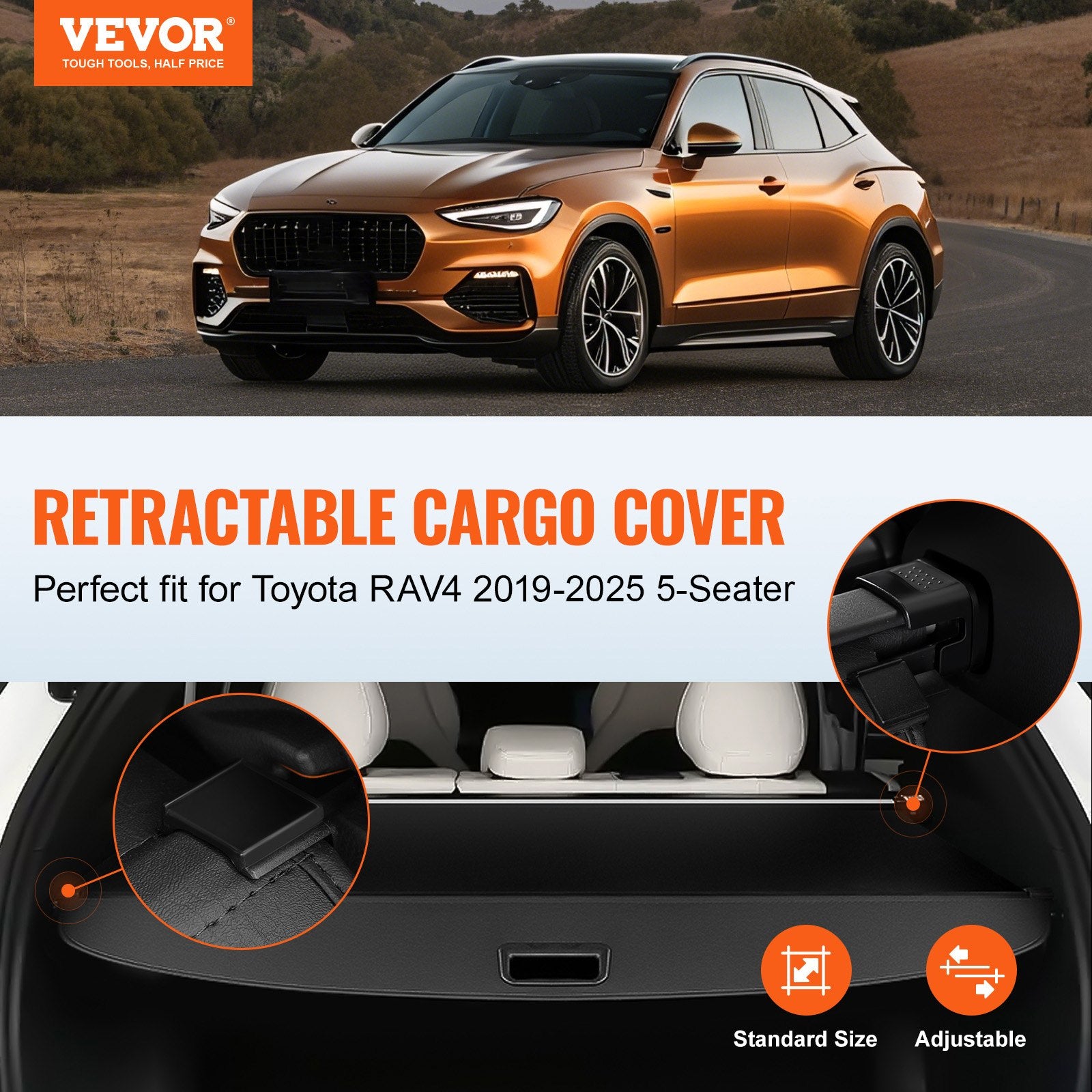 Retractable Cargo Cover for Toyota, Upgraded Waterproof Trunk Cover Security Shield Shade for Toyota RAV4 V952-YCKSSSHCGYCKFMAAUV0