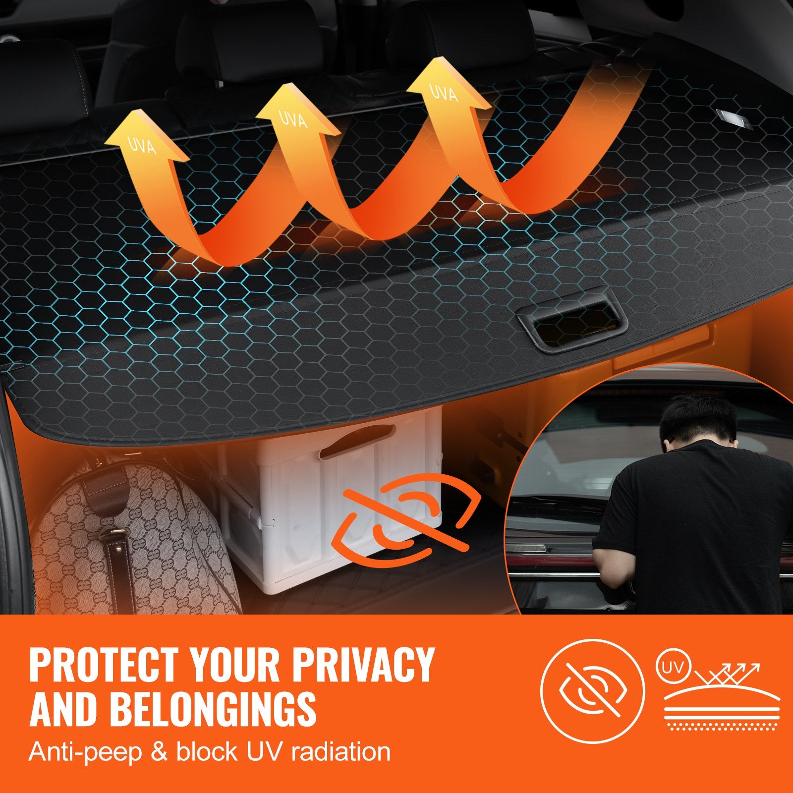 Retractable Cargo Cover for Toyota, Upgraded Waterproof Trunk Cover Security Shield Shade for Toyota RAV4 V952-YCKSSSHCGYCKFMAAUV0