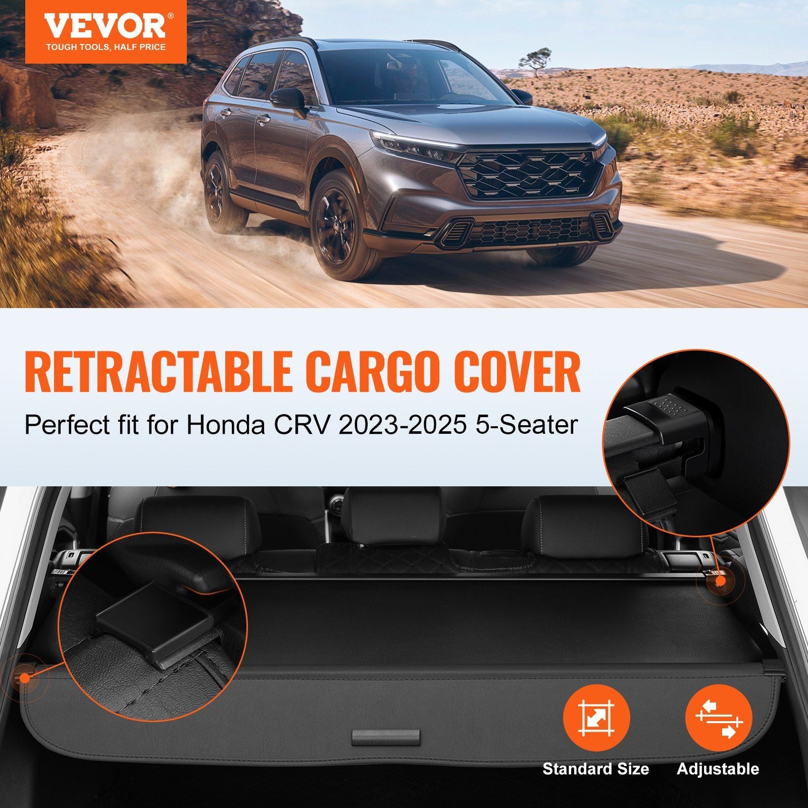 Retractable Cargo Cover for Honda, Upgraded Waterproof Trunk Cover Security Shield Shade for Honda CRV V952-YCKSSSHCGYCKLJ727V0
