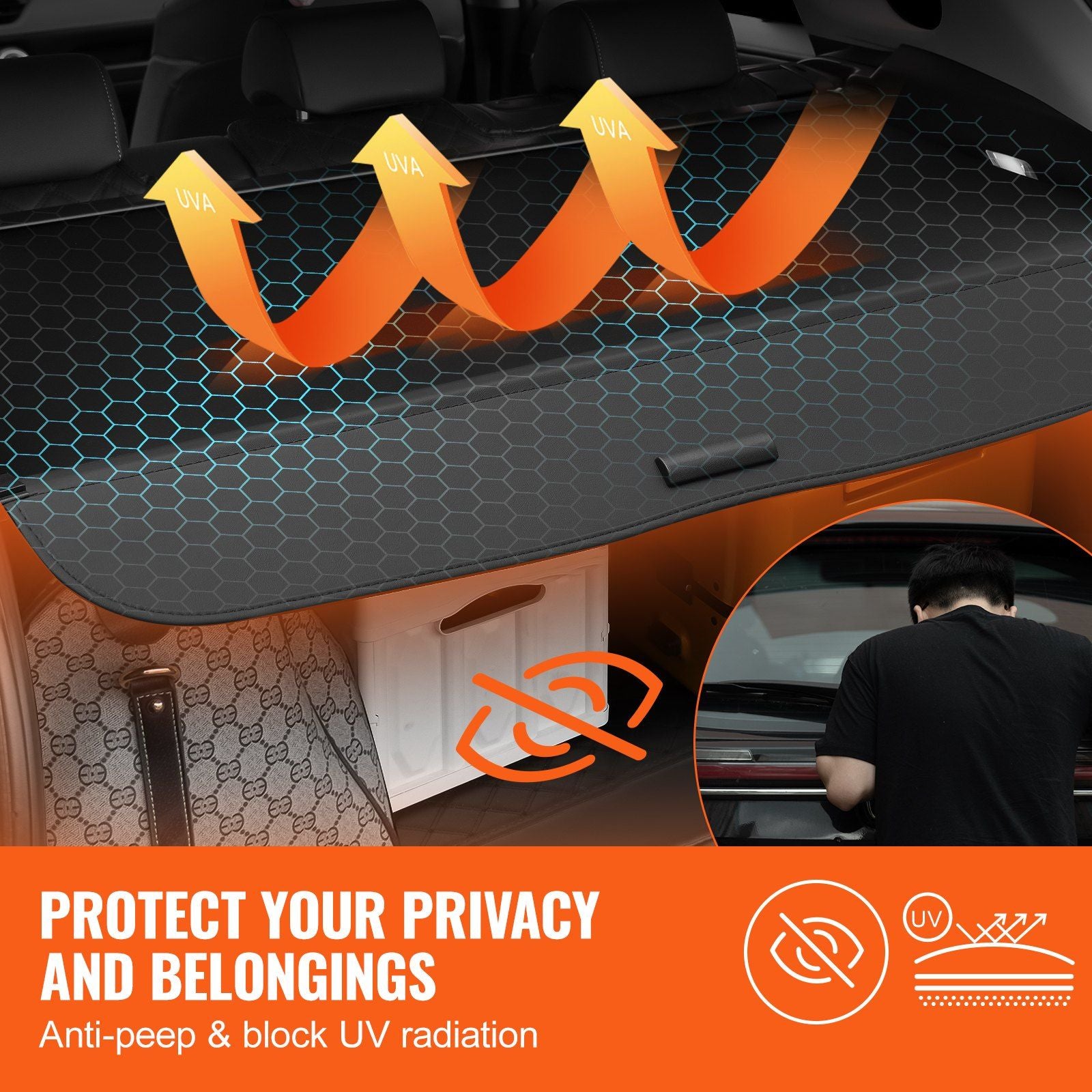 Retractable Cargo Cover for Honda, Upgraded Waterproof Trunk Cover Security Shield Shade for Honda CRV V952-YCKSSSHCGYCKLJ727V0