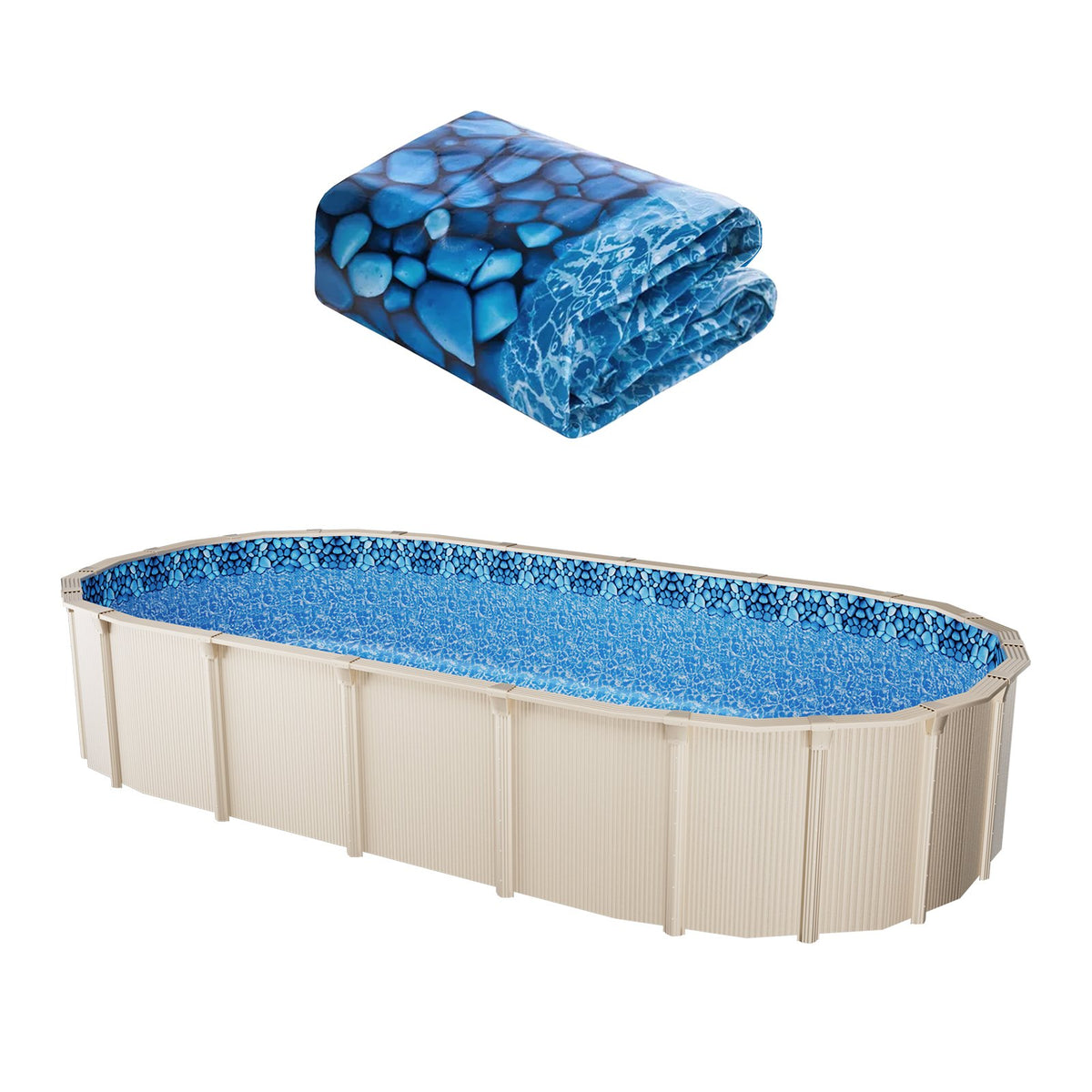 Oval Pool Liner 15x30ft Unibead Style Pool Liner 52in Wall Height V952-YCNCOVAL15308LIUBV0