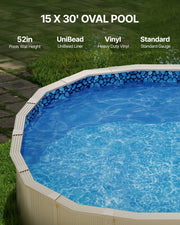 Oval Pool Liner 15x30ft Unibead Style Pool Liner 52in Wall Height V952-YCNCOVAL15308LIUBV0