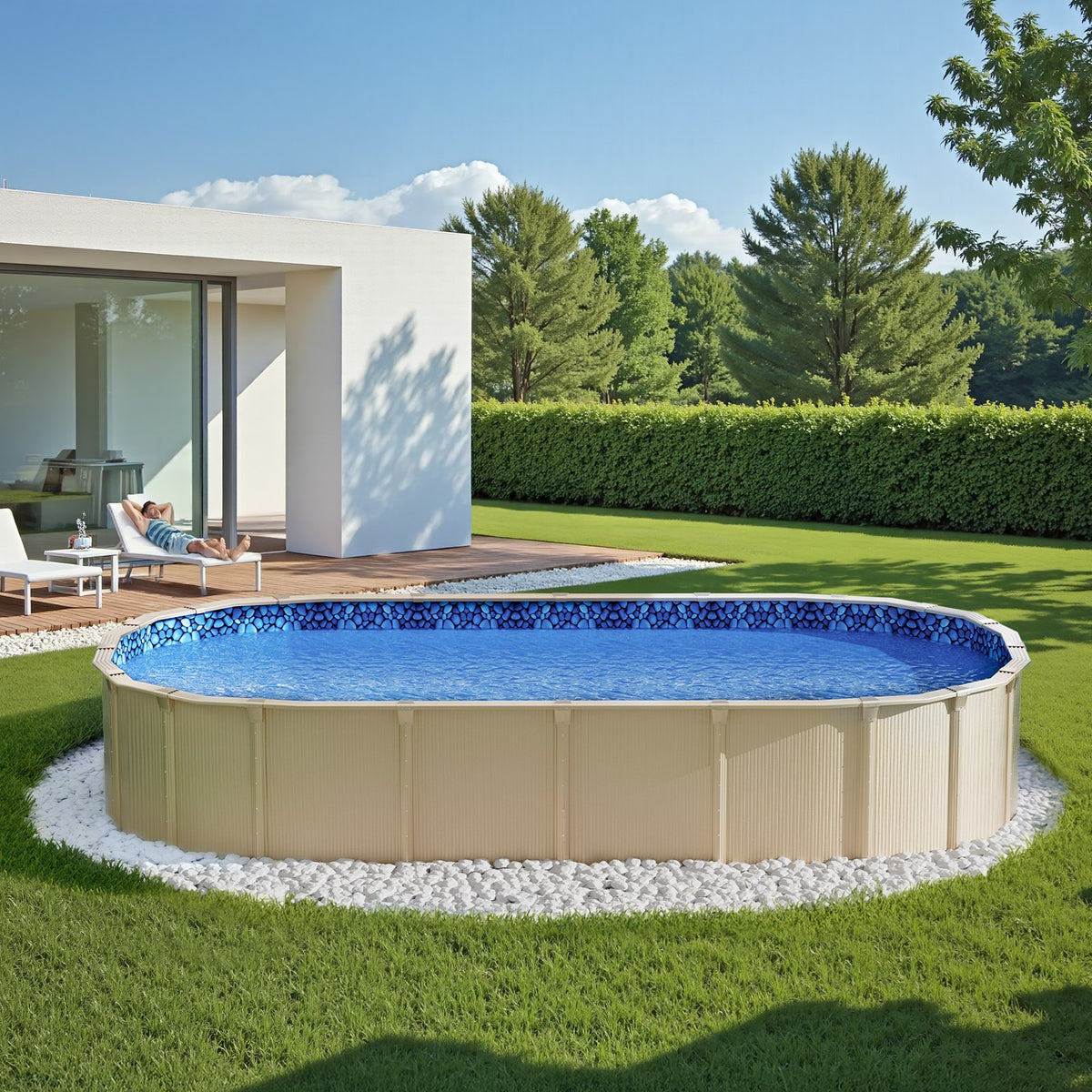 Oval Pool Liner 15x30ft Unibead Style Pool Liner 52in Wall Height V952-YCNCOVAL15308LIUBV0