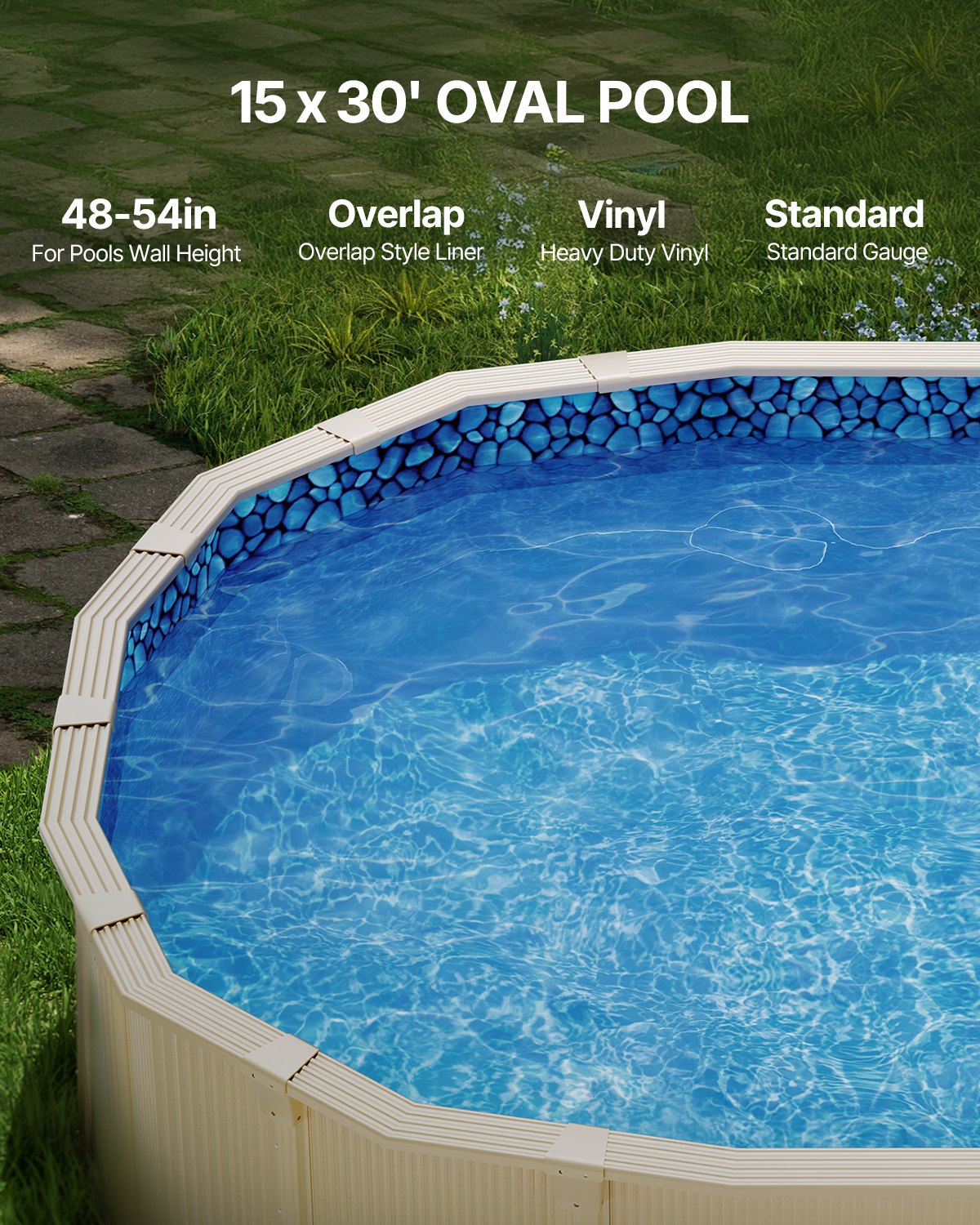 Oval Pool Liner 15x30ft Overlap Style Pool Liner 54in Wall Height V952-YCNCOVAL15309D7RJV0