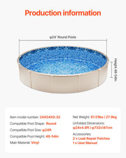 Round Pool Liner 24ft Overlap Style Pool Liner 54in Wall Height V952-YCNCROUND24F9N24HV0