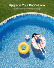 Pool Liner, 30ft Round Pool Liner, Uinbead Style, Durable Vinyl Pool Liner, Standard Gauge, 52in Wall Height, V952-YCNCROUND30FAO034V0