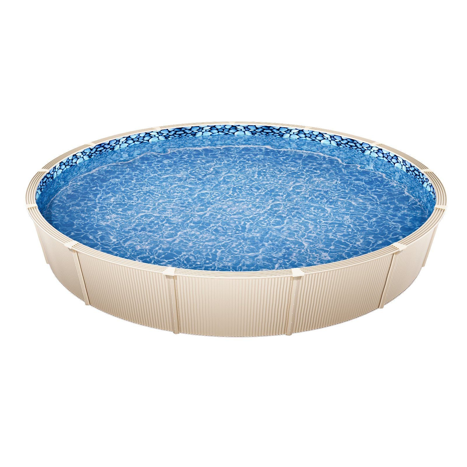 Pool Liner, 30ft Round Pool Liner, Uinbead Style, Durable Vinyl Pool Liner, Standard Gauge, 52in Wall Height, V952-YCNCROUND30FAO034V0