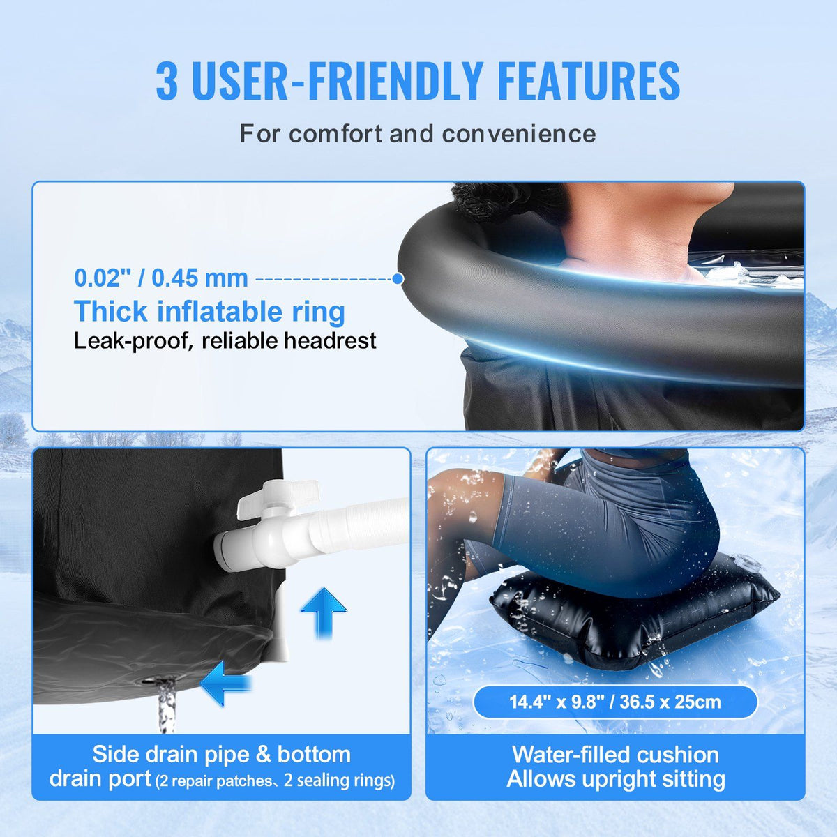 Ice Bath Tub, 80 cm Long Cold Water Therapy Plunge Tub for Athletes, Portable Outdoor Ice Barrel Plunge Pool V952-YCQHK75800008A5T6V0