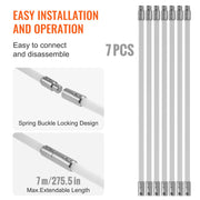 7 m Chimney Sweep Kit, w/ 7 Reinforced Nylon Flexible Rods, Ergonomic Chimney Cleaning Brush, 360-Degree V952-YCS23YC1PCS7325NNV0