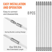 8 m Chimney Sweep Kit, w/ 8Reinforced Nylon Flexible Rods, Ergonomic Chimney Cleaning Brush, 360-Degree Brush V952-YCS26YC1PCS8SK8QRV0