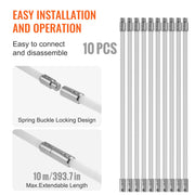 10 m Chimney Sweep Kit, w/ 10 Reinforced Nylon Flexible Rods, Ergonomic Chimney Cleaning Brush, 360-Degree V952-YCS33YC1PCS1U8REHV0
