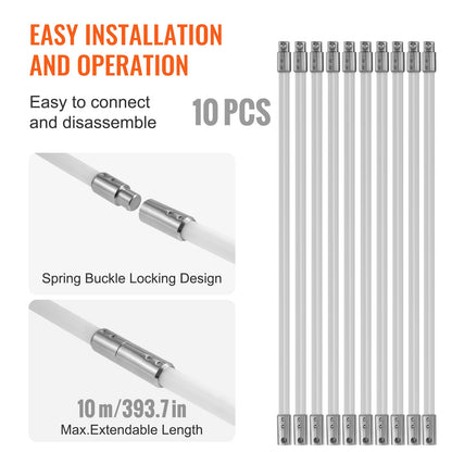 10 m Chimney Sweep Kit, w/ 10 Reinforced Nylon Flexible Rods, Ergonomic Chimney Cleaning Brush, 360-Degree V952-YCS33YC1PCS1U8REHV0