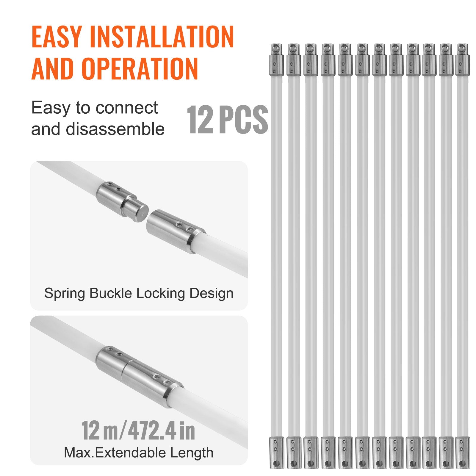 12 m Chimney Sweep Kit, w/ 12 Reinforced Nylon Flexible Rods, Ergonomic Chimney Cleaning Brush, 360-Degree V952-YCS39YC1PCS1SWX6XV0