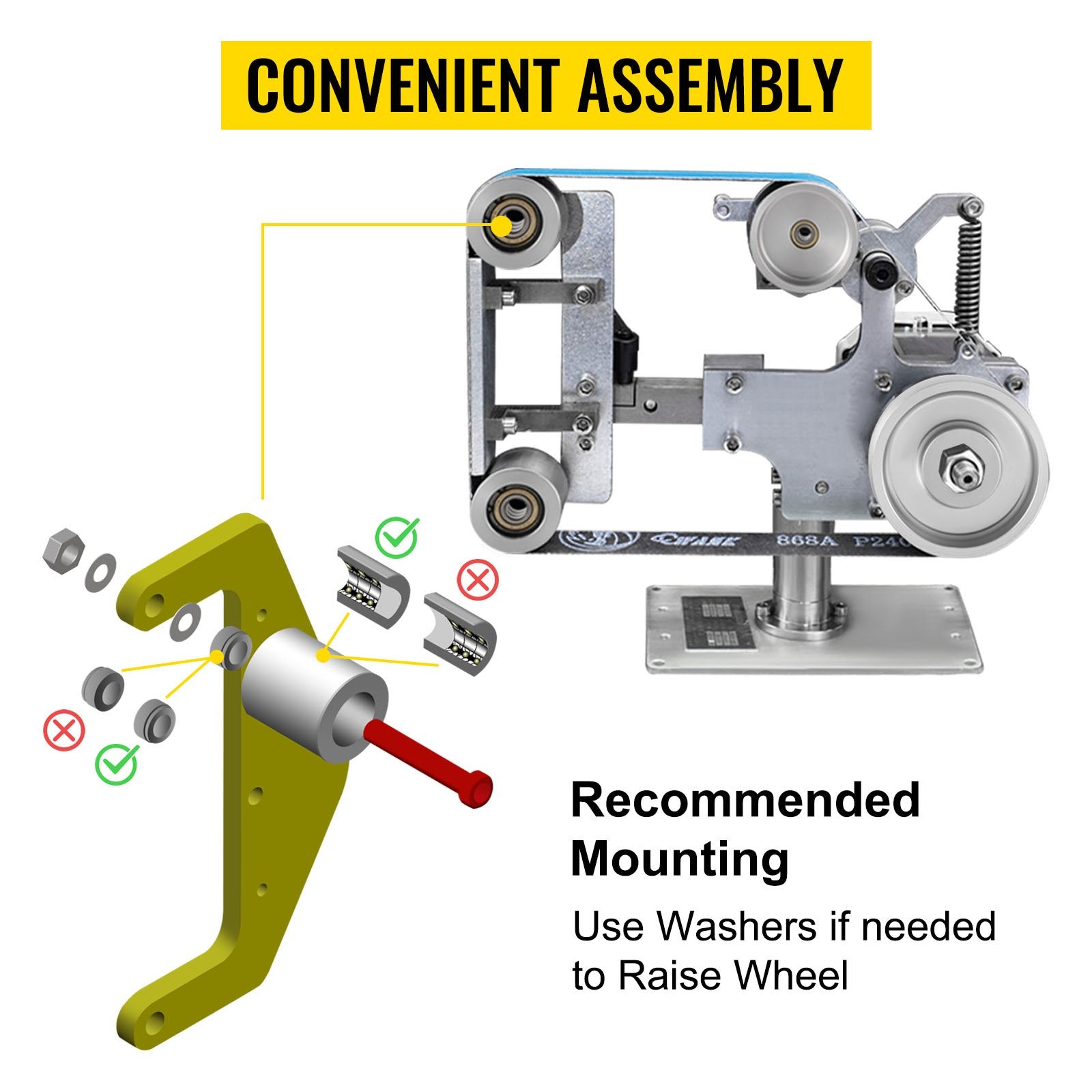 Belt Knife Grinder 2"x72" Wheel Set 5" Drive 5/8" Bore 4" Track 2" Idler V952-YCSDJQDL55824SFNXV0
