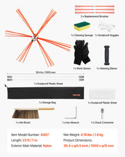 Chimney Sweep Kit, 7m Maximum Extendable Length Chimney Brush, Chimneys Cleaning Kit with Bristle V952-YCSQSTJ23YC1697WZ001V0