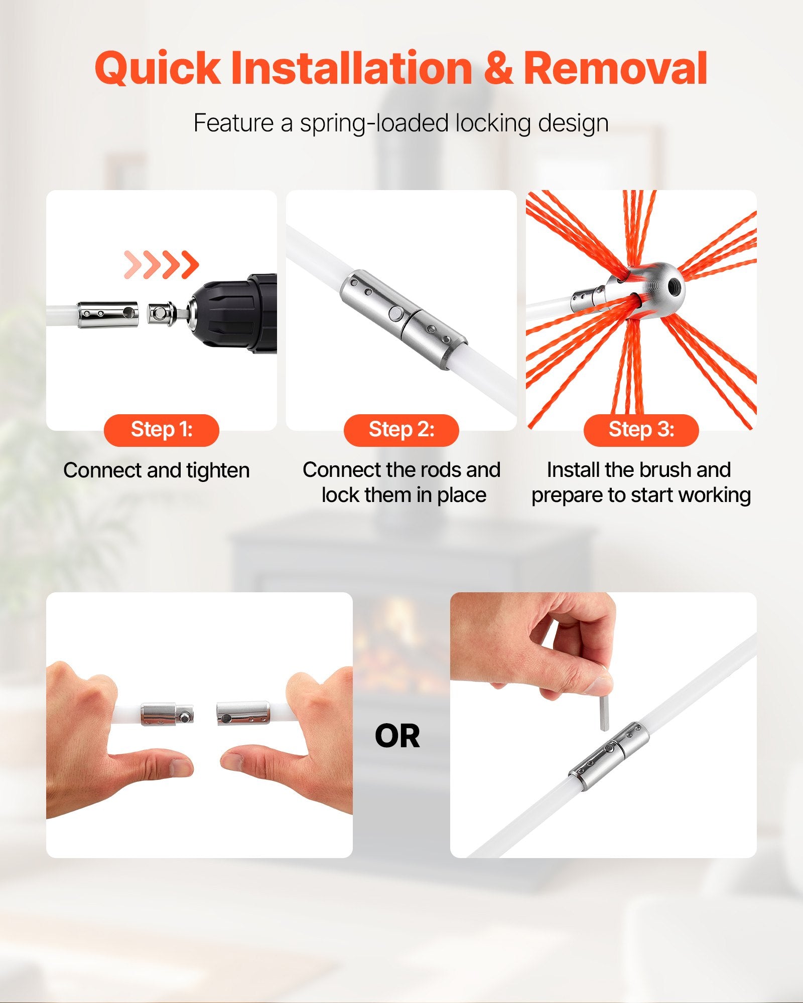 Chimney Sweep Kit, 8m Maximum Extendable Length Chimney Brush, Chimneys Cleaning Kit with Bristle V952-YCSQSTJ26YC1VS8X2001V0