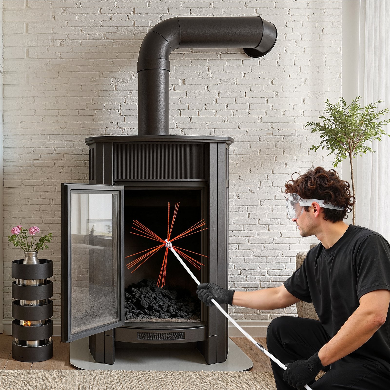 Chimney Sweep Kit, 8m Maximum Extendable Length Chimney Brush, Chimneys Cleaning Kit with Bristle V952-YCSQSTJ26YC1VS8X2001V0