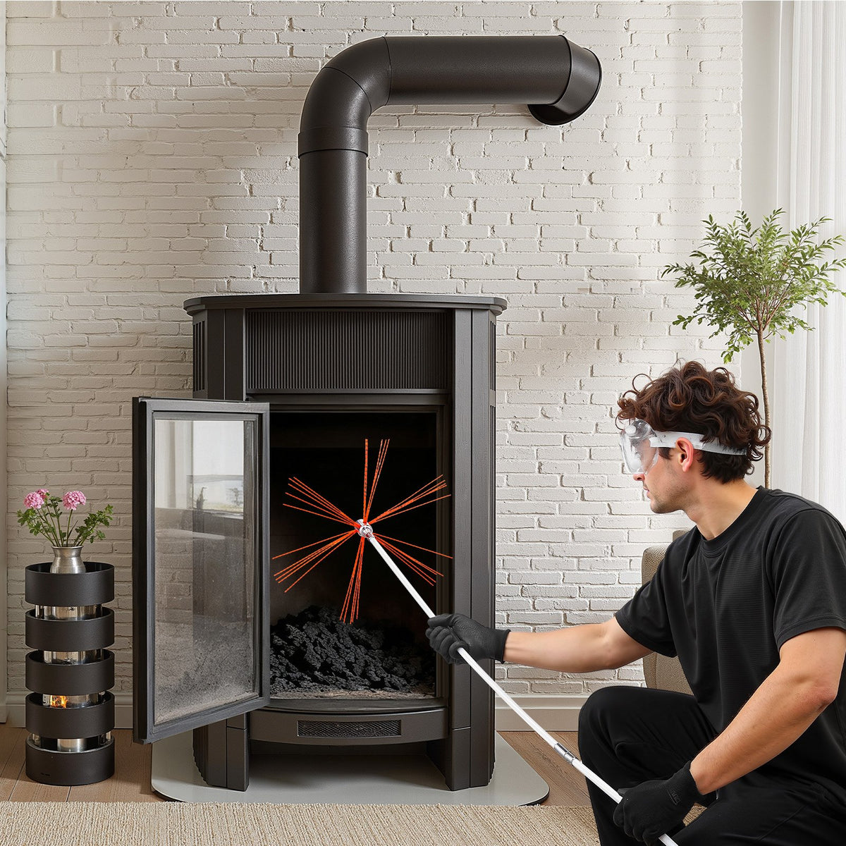 Chimney Sweep Kit, 12m Maximum Extendable Length Chimney Sweep, Chimneys Cleaning Kit with Bristle V952-YCSQSTJ39YC1BNKTL001V0