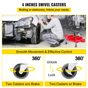 Rolling Garage Stool, 300LBS Capacity, Adjustable Height from 18 in to 23 in, 360-degree Swivel Wheels (4""), V952-YCTYXAPJYL4PDBZGEV0