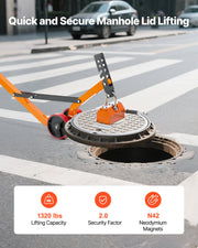 Magnetic Lid Lifter Dolly, 600 kg Pulling Capacity, Steel Dolly with Heavy Duty Magnet Lift and 2 Wheels, V952-YCXPDTCZH132WKOWY001V0