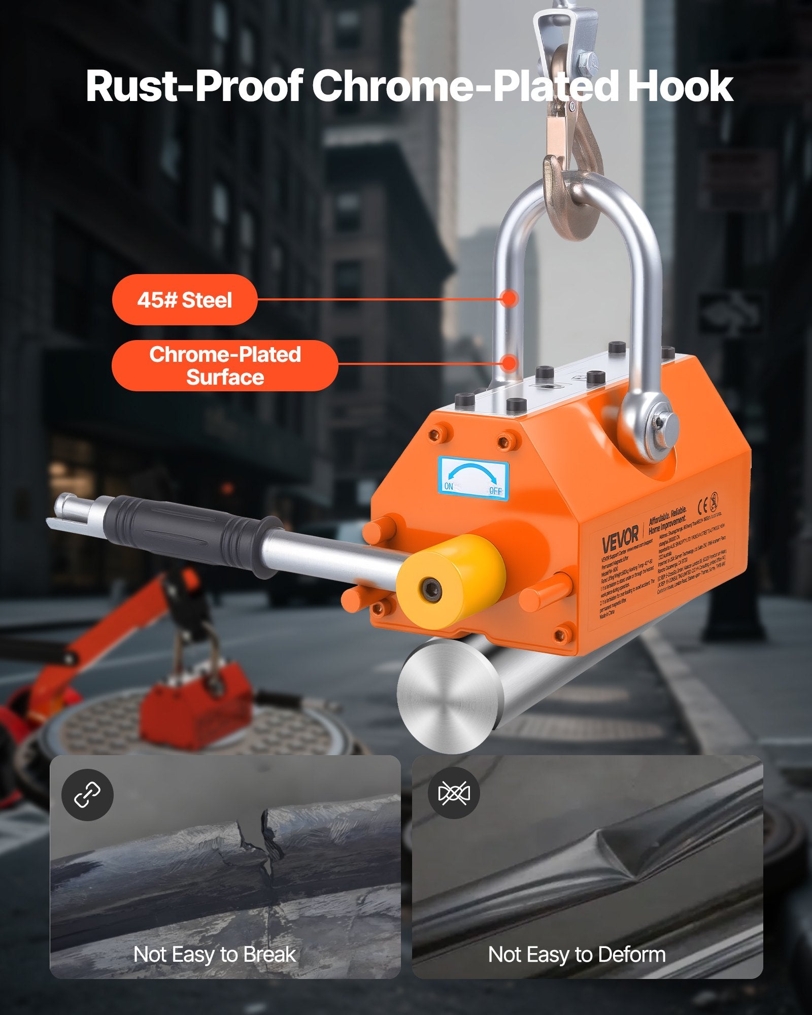 Magnetic Lid Lifter Dolly, 600 kg Pulling Capacity, Steel Dolly with Heavy Duty Magnet Lift and 2 Wheels, V952-YCXPDTCZH132WKOWY001V0