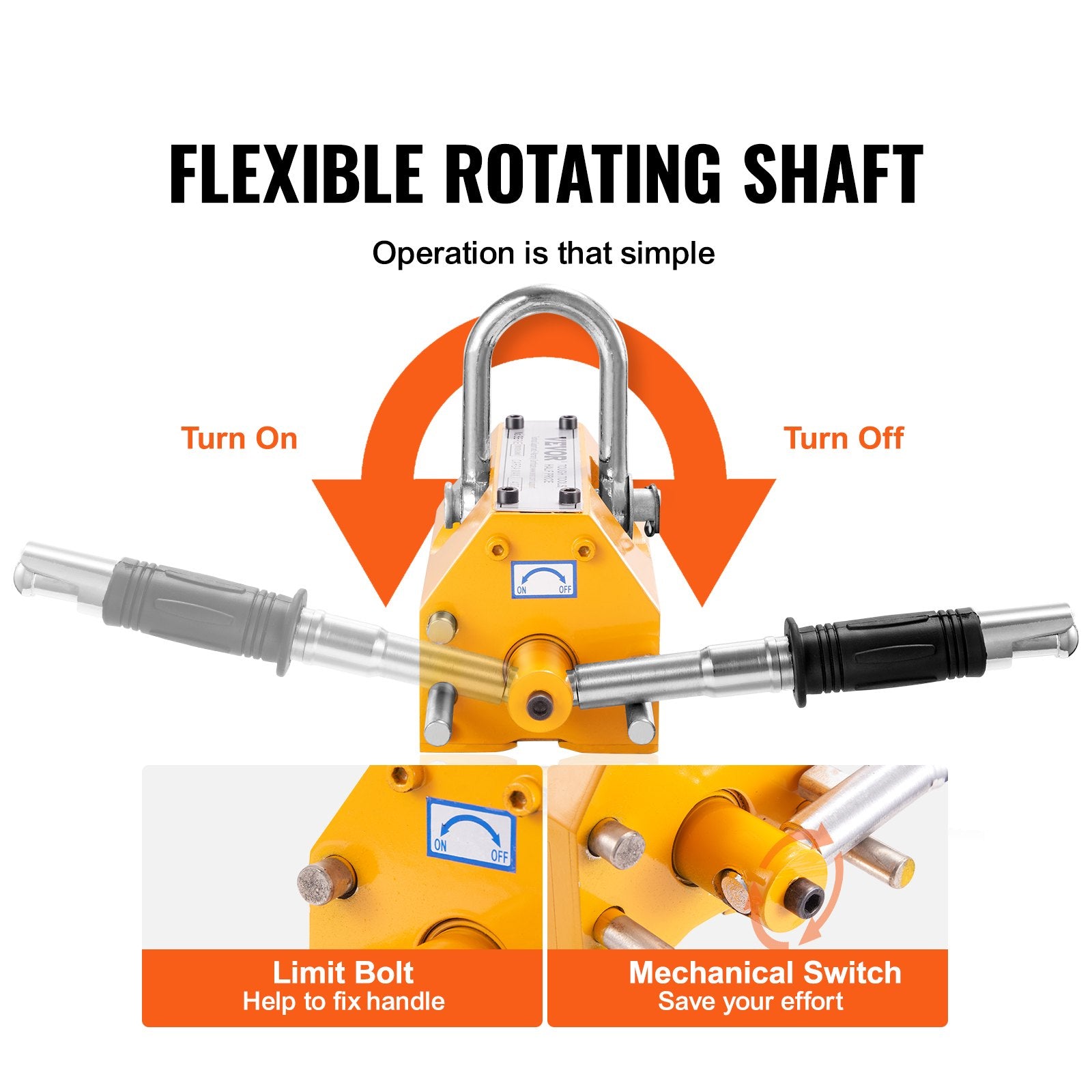 Magnetic Lifter, 300 kg Pulling Capacity, 2.5 Safety Factor, Neodymium & Steel, Lifting Magnet with Release, V952-YCXPU300KGN423Z5HV0